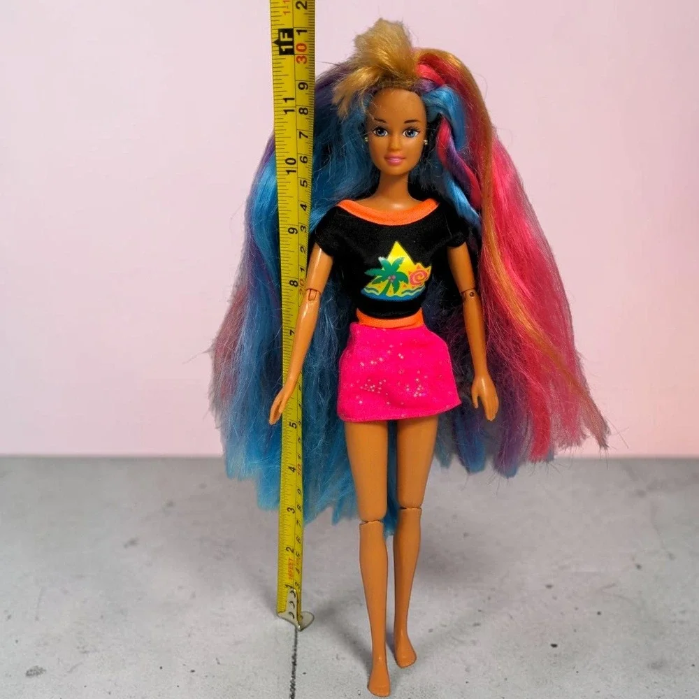 VTG 1991 Mattel Totally Hair Barbie Doll Multi-Color Neon Long Hair 90s Toy